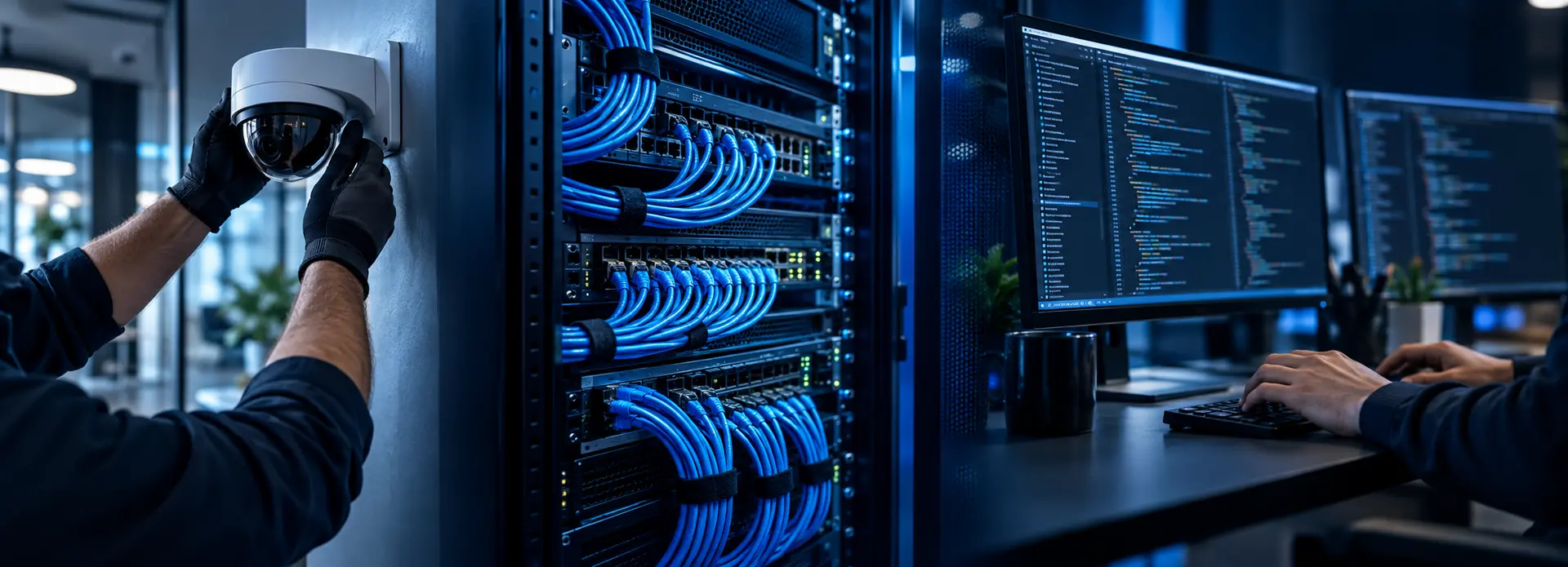 Security camera installation, organized network equipment and software development